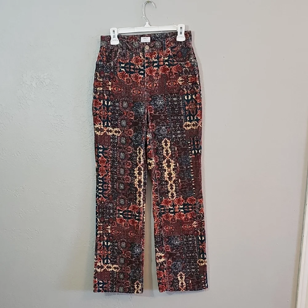 RVCA Groove High Rise Casual Corduroy Pants Multicolor Womens Size 27 Wide Leg - Picture 2 of 9